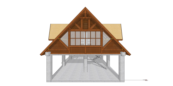 Touchwood 3D render showcasing Merbau timber roofing concept for resort project in Seychelles