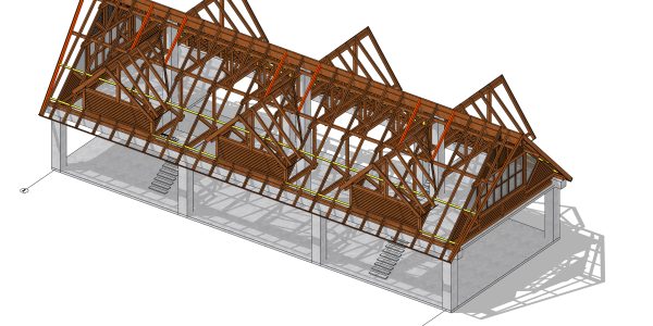 3D render of tropical villa with Merbau wood roofing in Seychelles by Touchwood