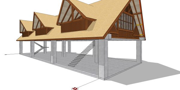 3D rendering of luxury Merbau wood roofing design in Seychelles by Touchwood