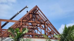 Luxury Merbau timber roof construction in Seychelles resort project by Touchwood