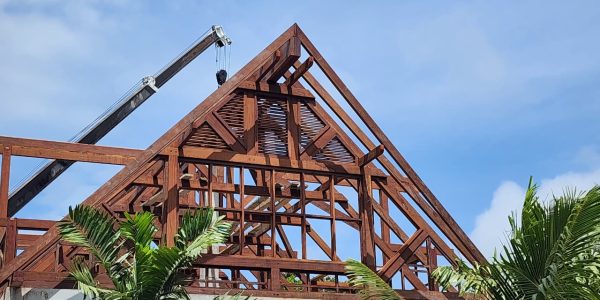 Luxury Merbau timber roof construction in Seychelles resort project by Touchwood